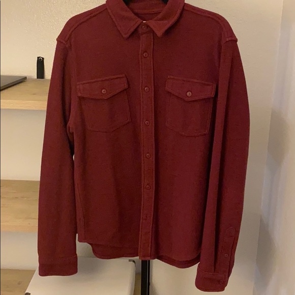 Red Button Up Knit Shirt - Size Large - Picture 2 of 4